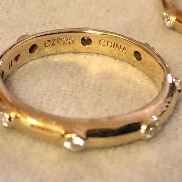 💫 VGUC Set of 2 Hidalgo Gold Vermeil/CZ Stackable Band Rings, SZ 9 💫 - Picture 9 of 11